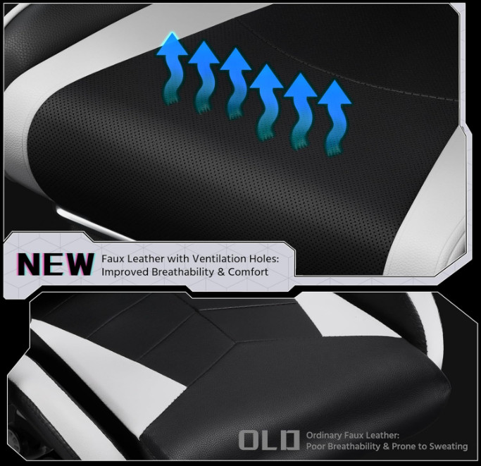 Silla gamer ergonómica con masaje lumbar, reposapiés y altura ajustable, Nuevo