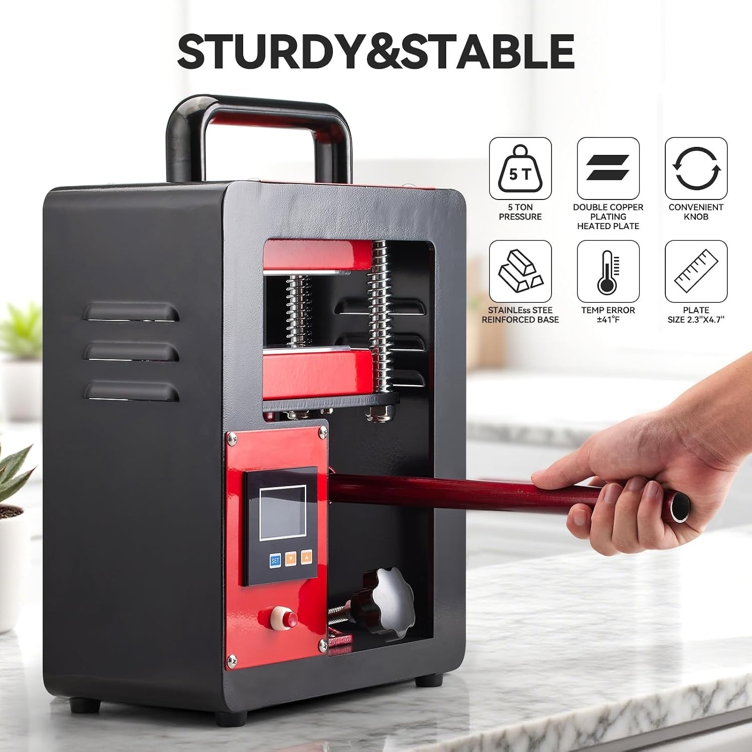 NEW – Fitinhot-5 Ton Portable Hydraulic Heating Plate Press 2.3×4.7″ -WE PAY S&H