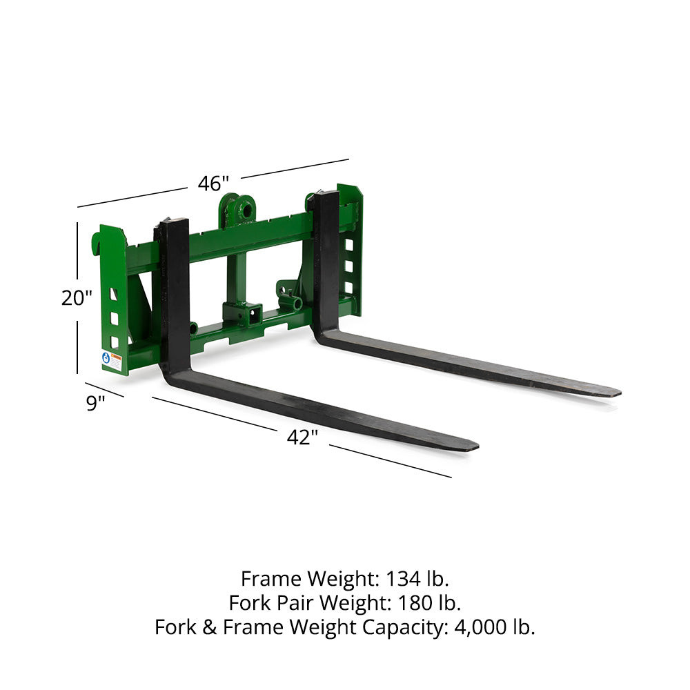 Titan Attachments Economy Global Euro Pallet Fork Frame with 42″ Fork Blades