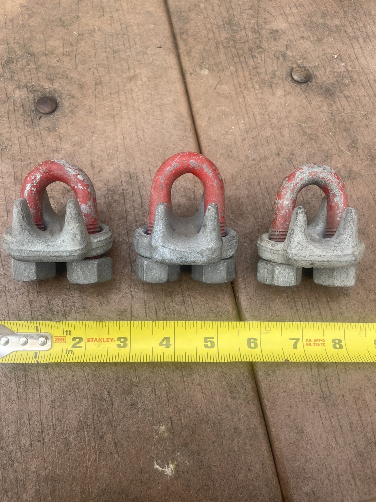 3 pcs: Crosby 5/8” Wire Rope Cable Clamp / U-Bolt. G-450 Red 5/8 Inch. NOS