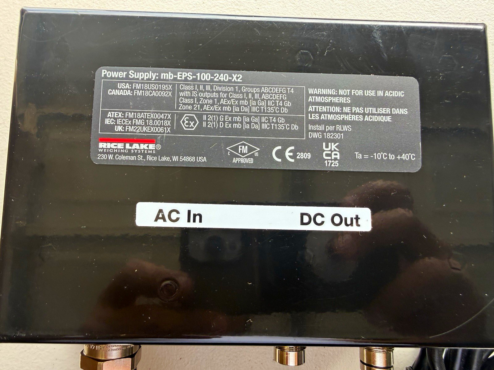 Rice Lake mb-EPS-100-240-X2 Switching Power Supply 6.8VDC 200mA Dual Out
