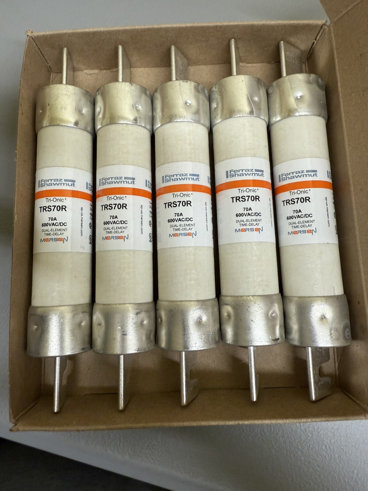 5 Mersen Ferraz Shawmut TRS70R Tri-Onic Time Delay Fuses 70 Amp 600v Class RK5