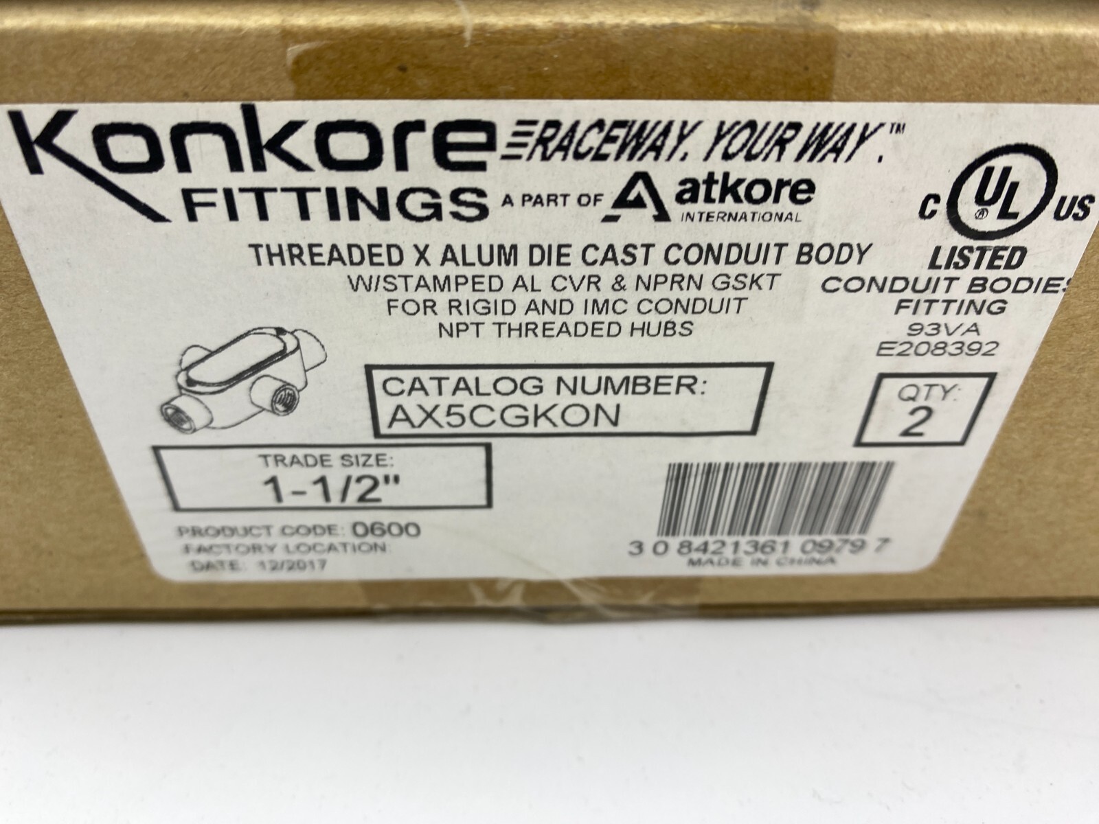 1-1/2″ Die-Cast Aluminum Condulet w/cover & Gasket Type X Configuration
