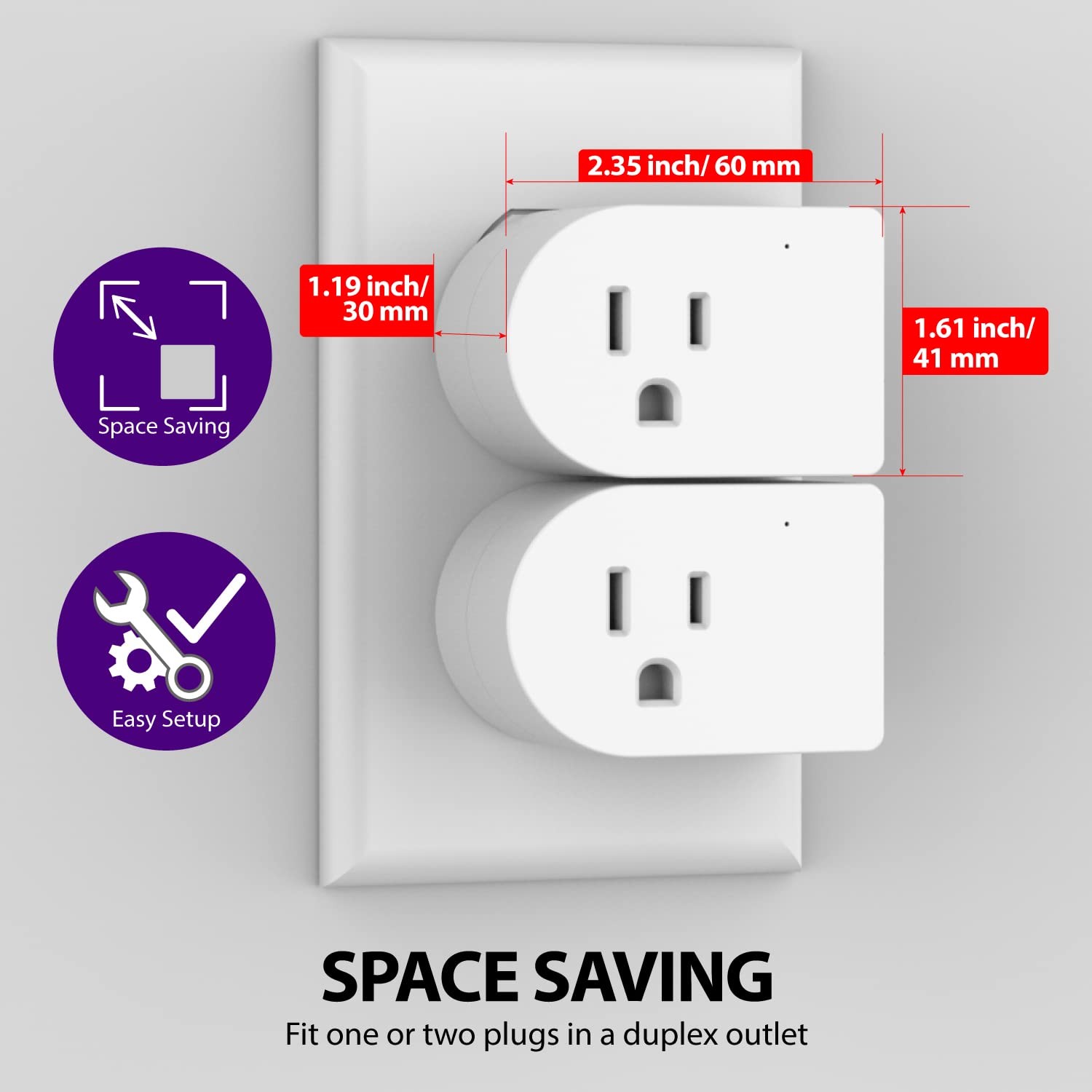Fosmon Grounded Outlet with ON/Off Switch (2 Pack), 3 Prong Electrical White