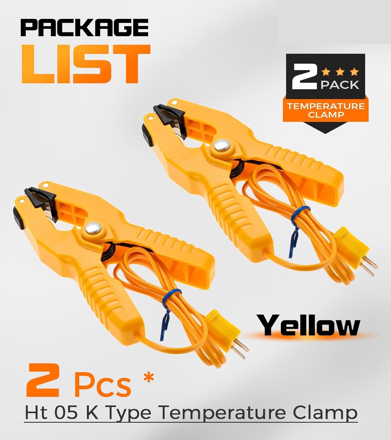 2x K-Type Thermometer Lead Probe Pipe Clamp for Fieldpiece Gauges HVAC &Plumbing