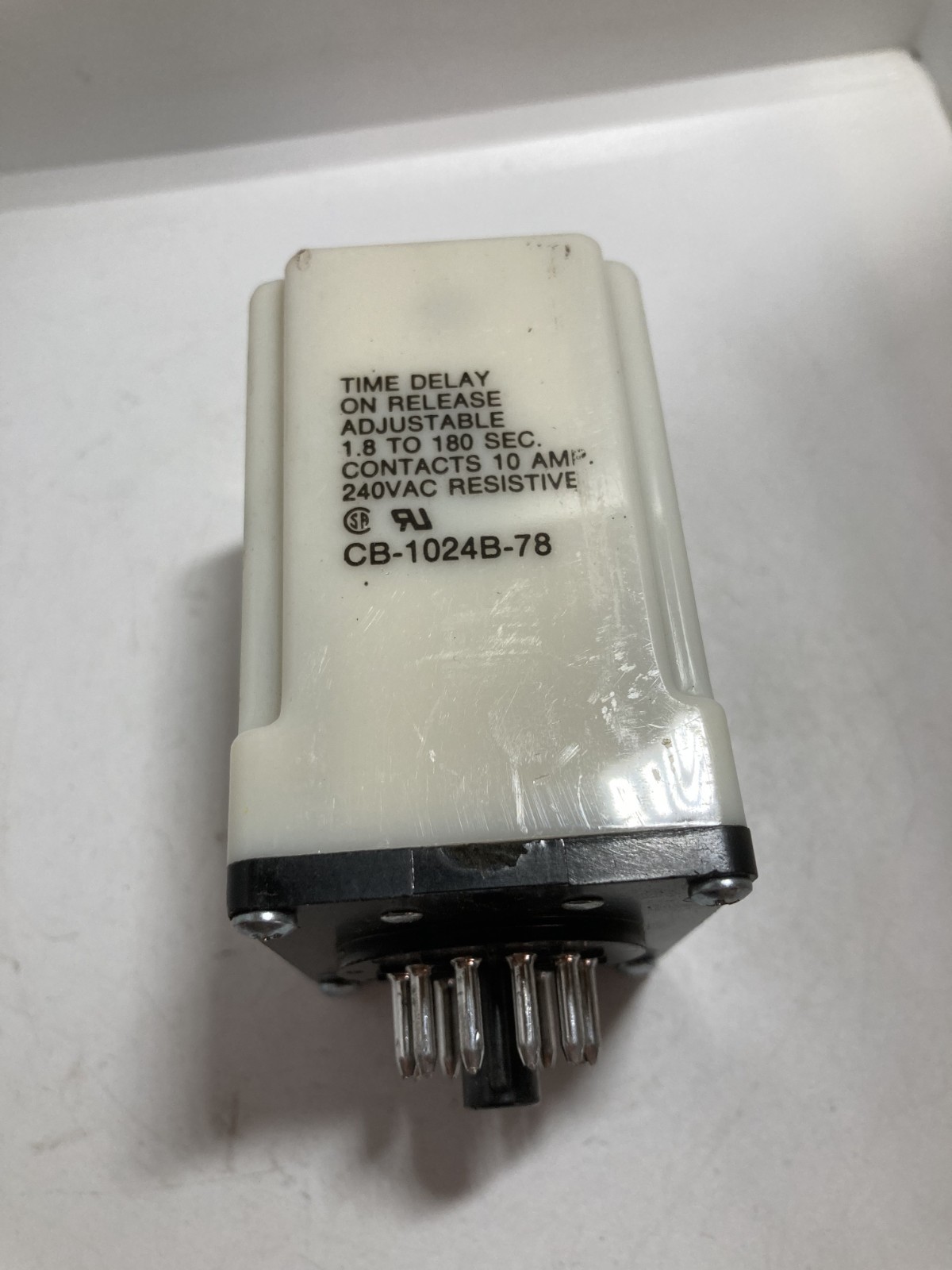 TYCO CB-1024B-78 TIME DELAY RELAY 1.8-180 SEC 10A 240VAC RESISTIVE 11 PINS