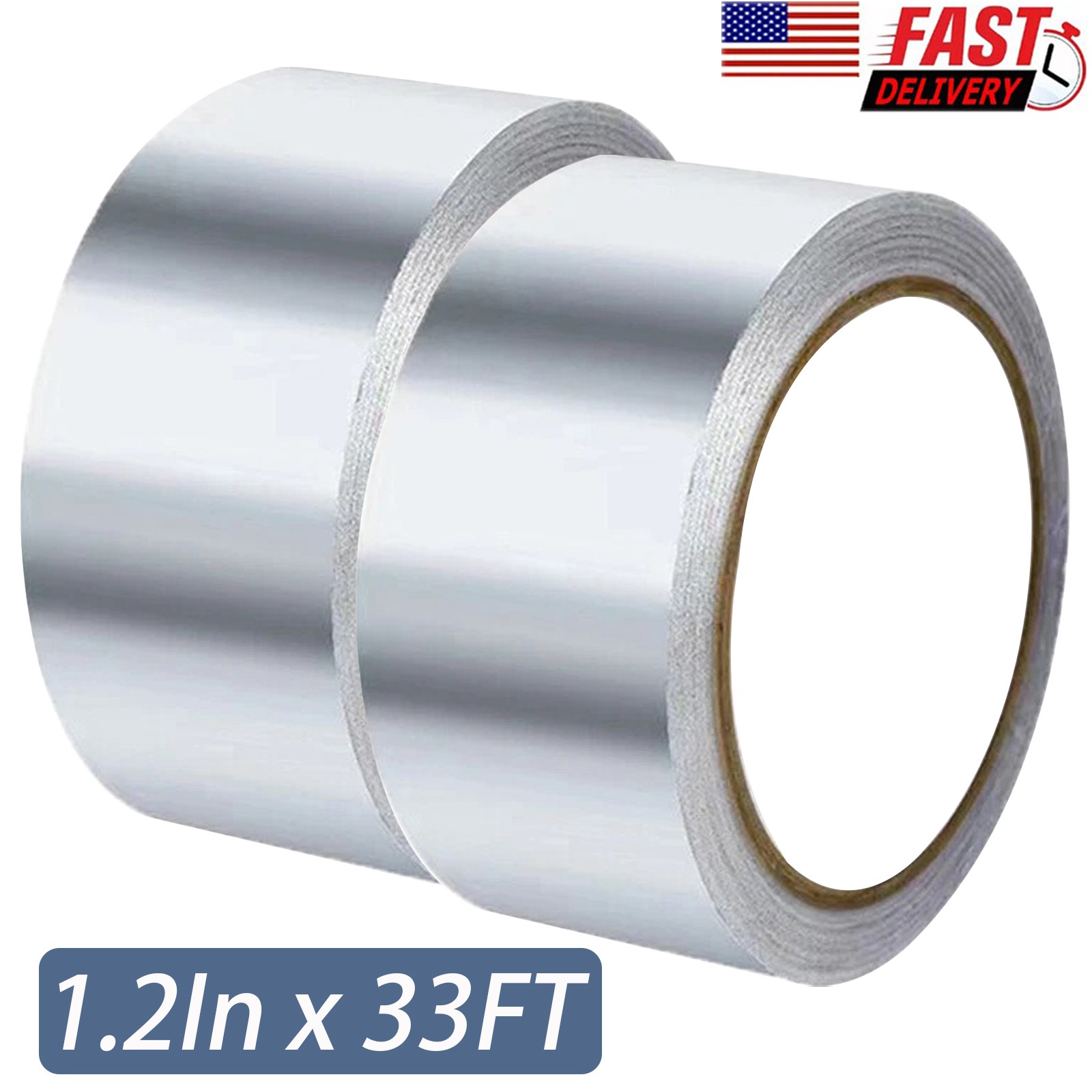 2PACKS Aluminum Foil Tape 1.2in x 33FT Heat Resistant Tape Insulation Ductwork