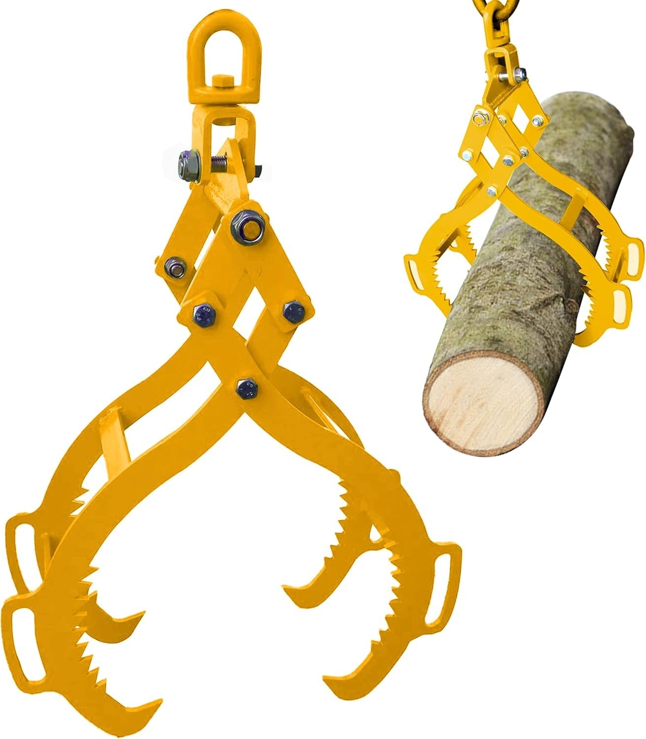 28 in Log Lifting Tongs,Timber Claw Hook 4 Claw,Skidding Logging Grabber