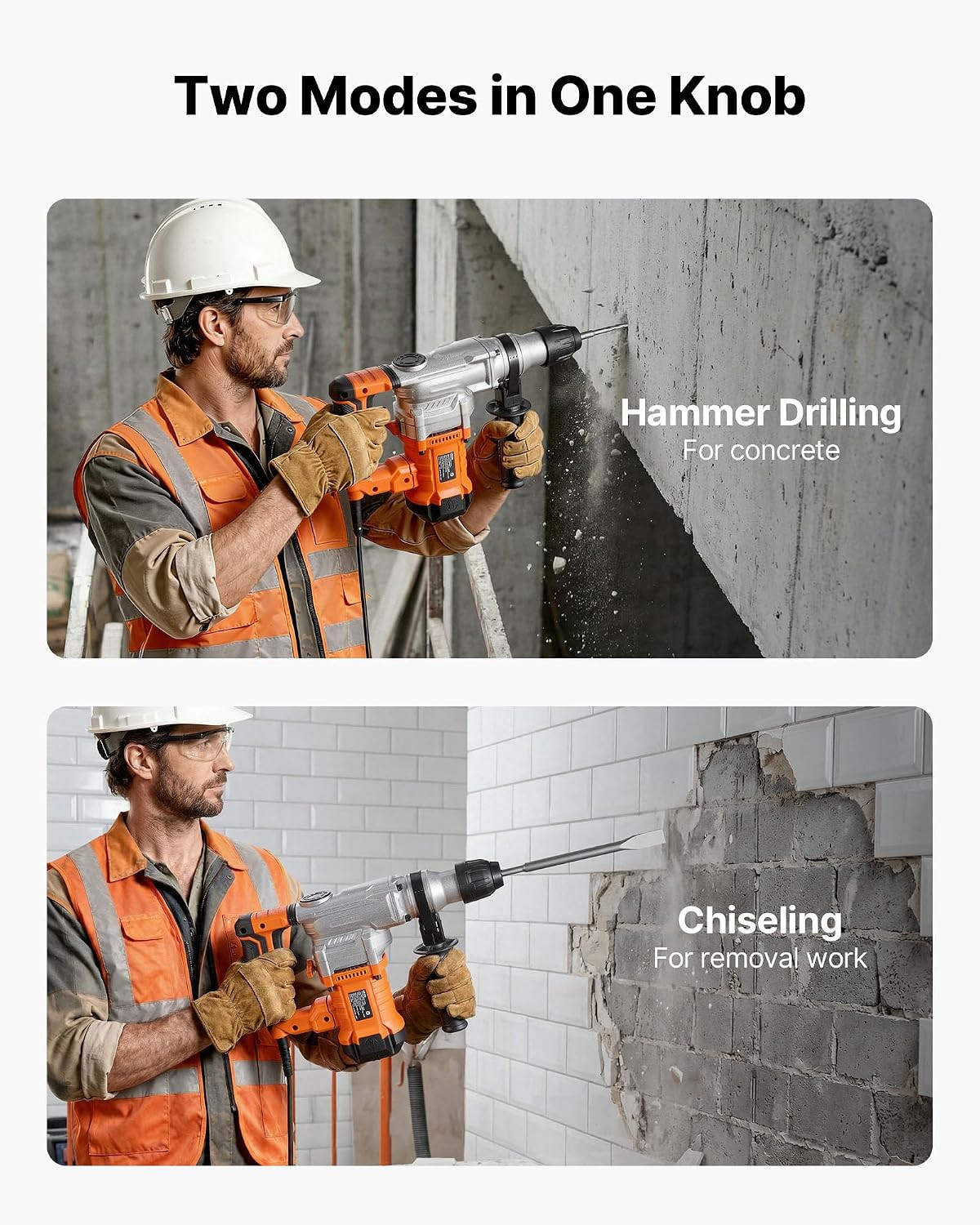 Rotary Hammer Drill, 1-1/8 in Sds-Plus Electric Corded Heavy Duty Rotary