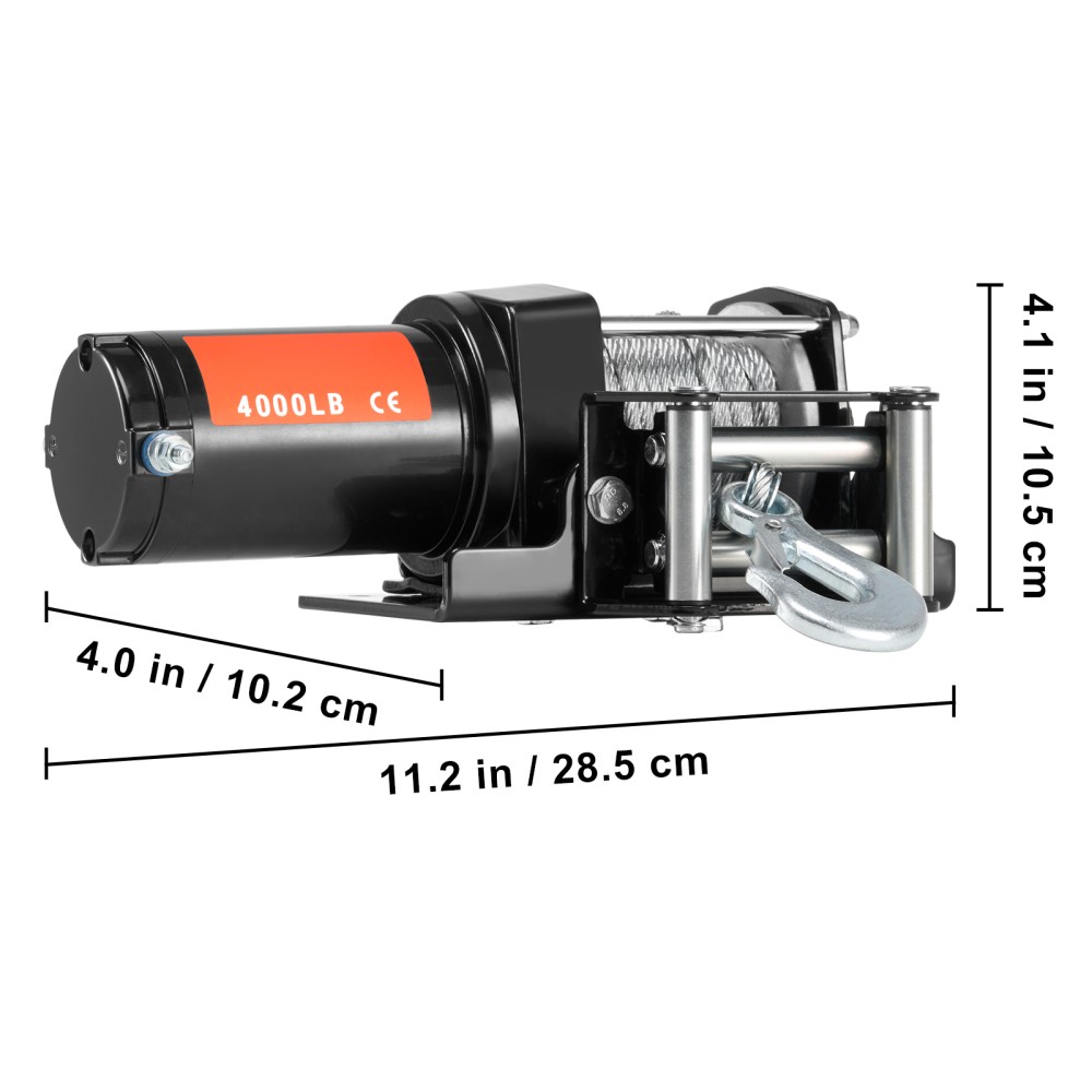 Electric Winch ATV UTV 4000 lb Steel Cable IP55 Waterproof Remote Control