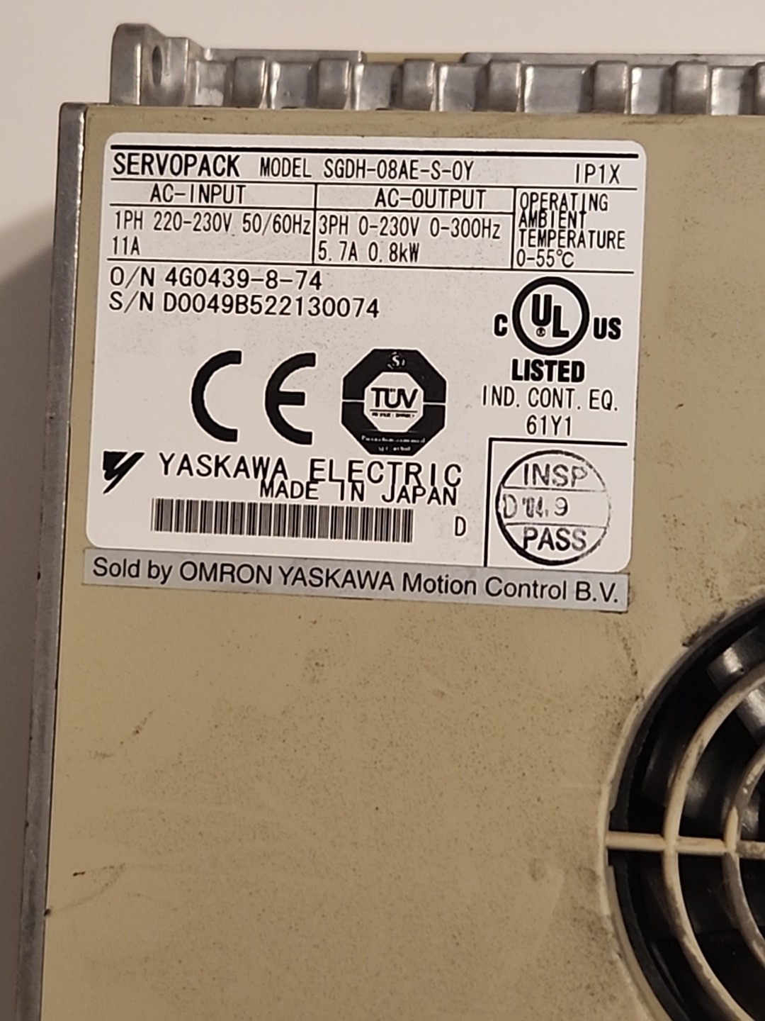 OMRON SGDH-08AE-S-OY (750W) AC SERVO DRIVE OUTPUT 3PH 5.7A 0.8KW – Free Ship