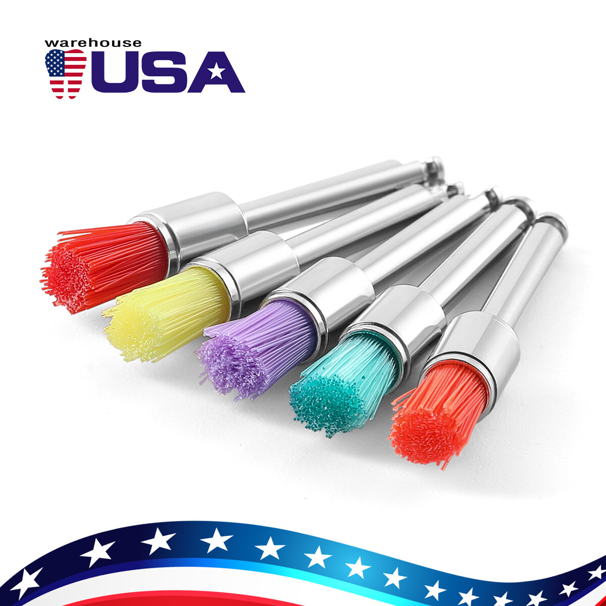 100pcs Dental Nylon Prophy Polishing Brush Latch Flat Bowl Polisher Mixed Color