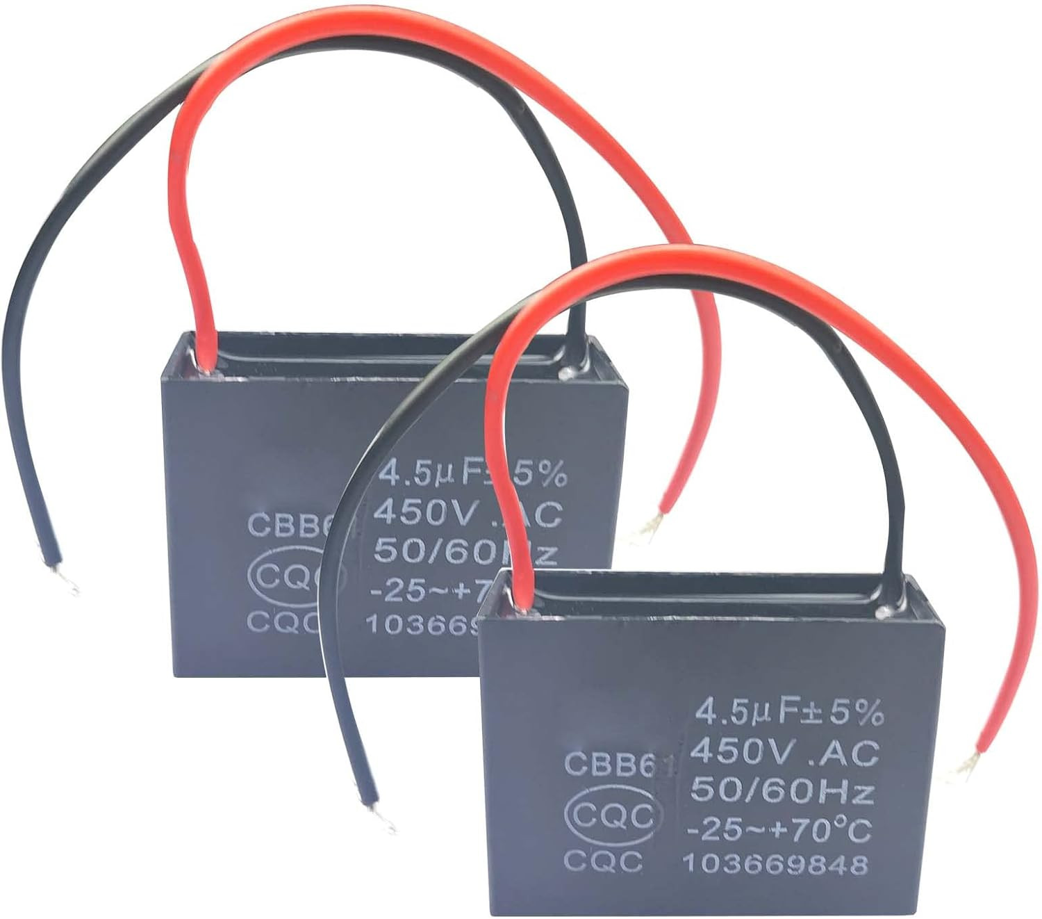 CBB61 Ceiling Fan Capacitor 2 Wire 4.5Uf Compatible with 400/350/300/250VAC Fan