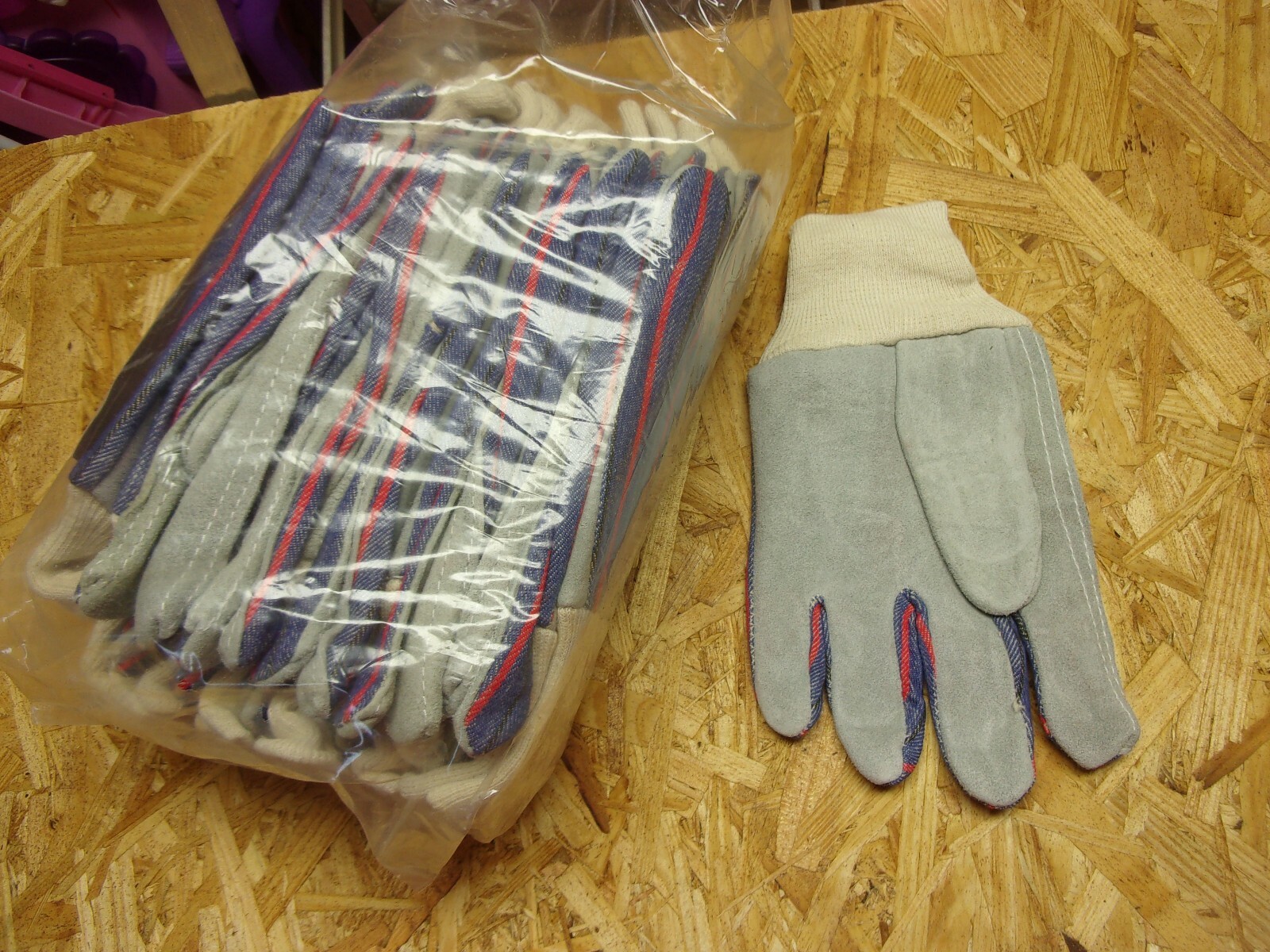 Ladies Leather Palm Industrial Gloves 12-Pairs 1 Dozen Clute Cut Knit Wrist Cuff