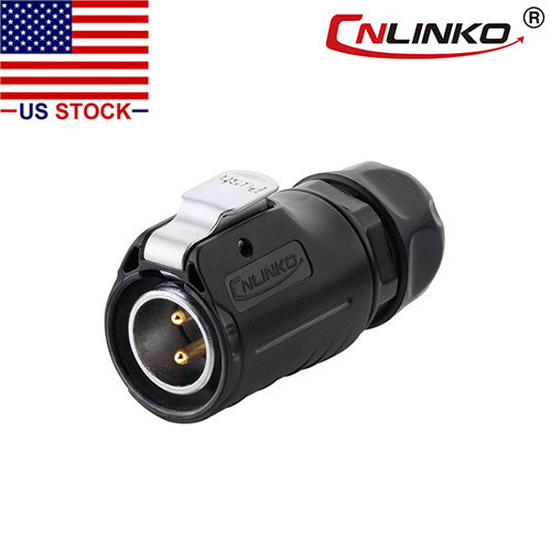 2 Pin Power Connector Male Plug Waterproof Fit RV Solar Port (LP-20-C02PE-01-001