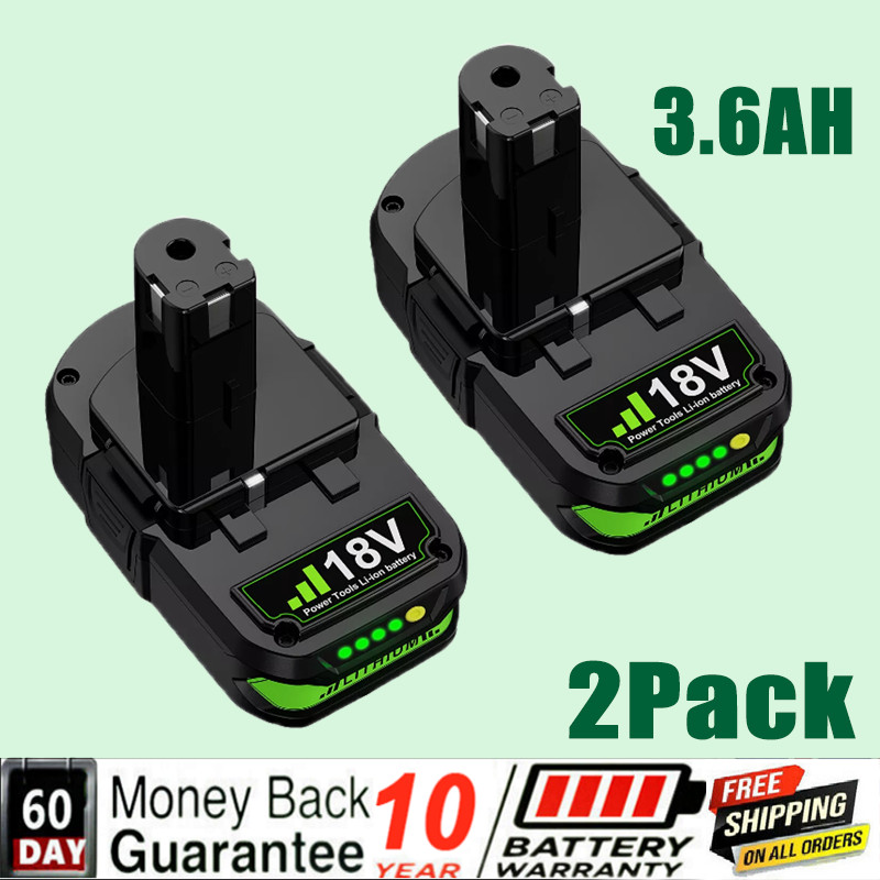 2Pack 18V 3.6Ah Lithium P102 Battery For P104 P105 P108 P109 RB18L25 For Ryobi