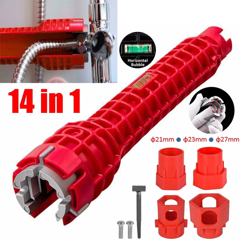 14 In 1 Faucet Sink Basin Installer Pipe Wrench Tap Spanner Multifunction Tools