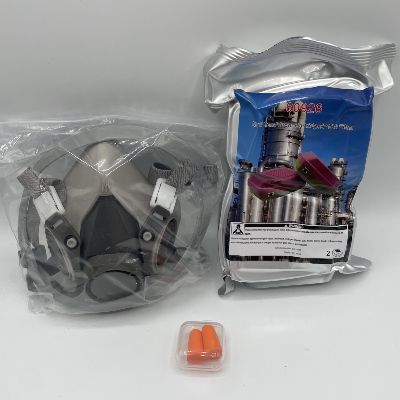 HALF FACE RESPIRATOR MASK + MULTI GAS/VAPOR CARTRIDGE FILTER – SIZE MEDIUM!!