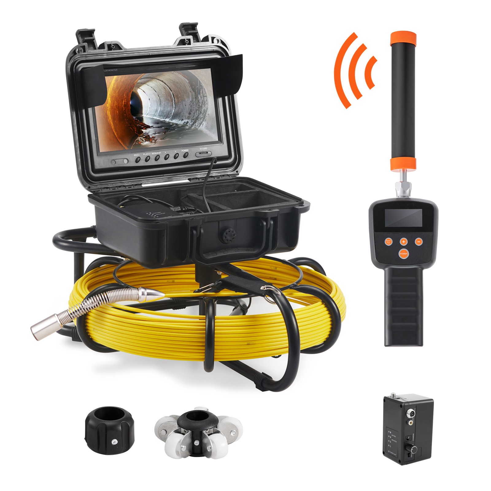 VEVOR Sewer Camera Pipe Inspection Camera w/ 512hz Sonde 9in 720p Screen 164 ft
