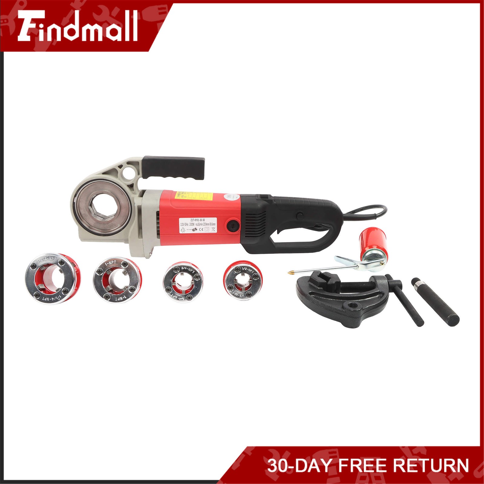 Findmall 2300W Pipe Threading Machine 1/2-1-1/4″ Electric Threader 4 Blades
