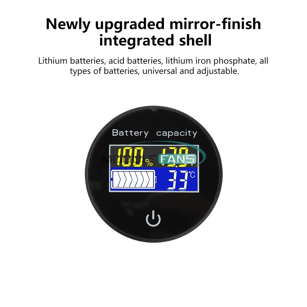 Digital Battery Level Indicator Voltage Power Percentage Temperature LCD Display
