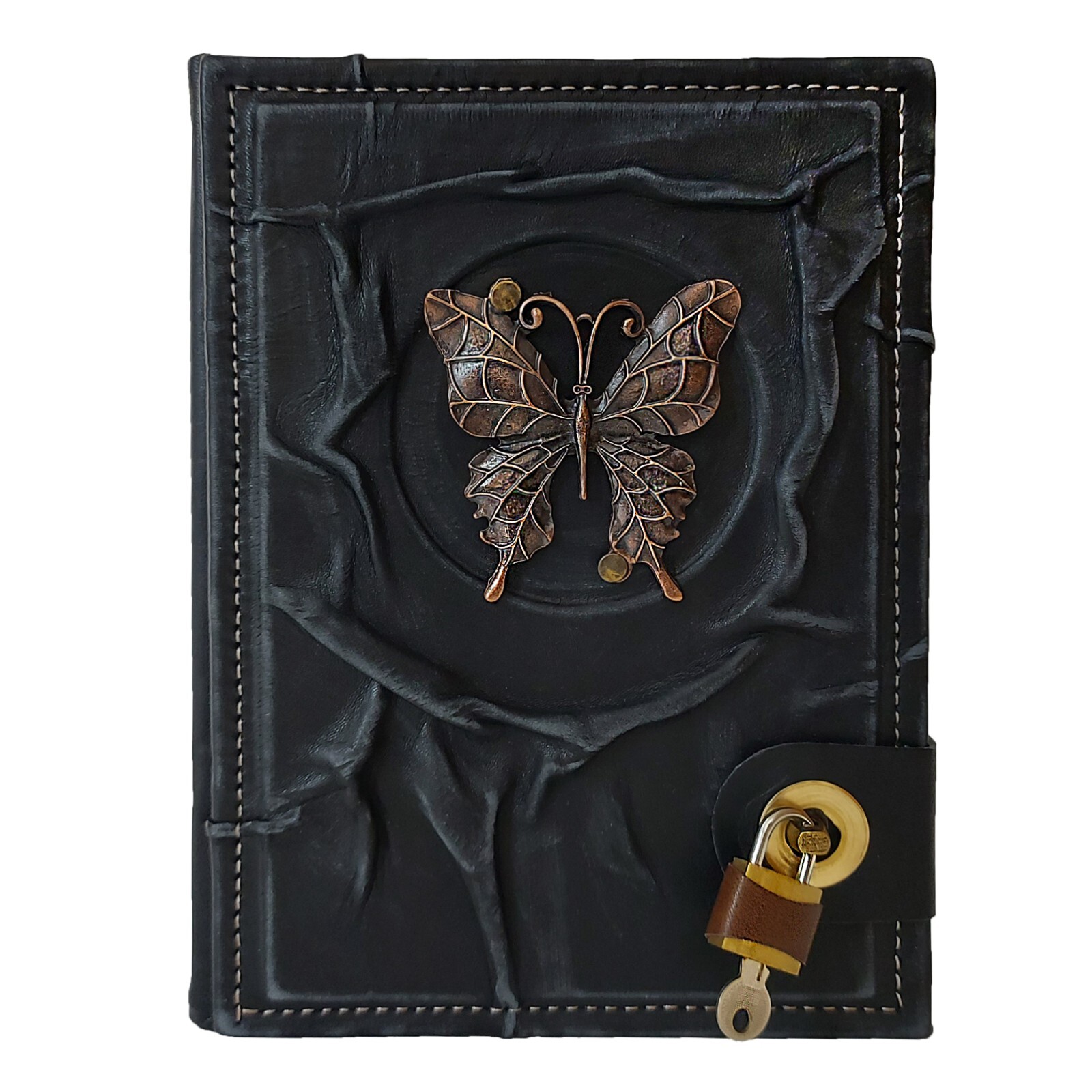 Fairy Butterfly Leather Notebook Diary, Handmade Diary Journal With Lock.
