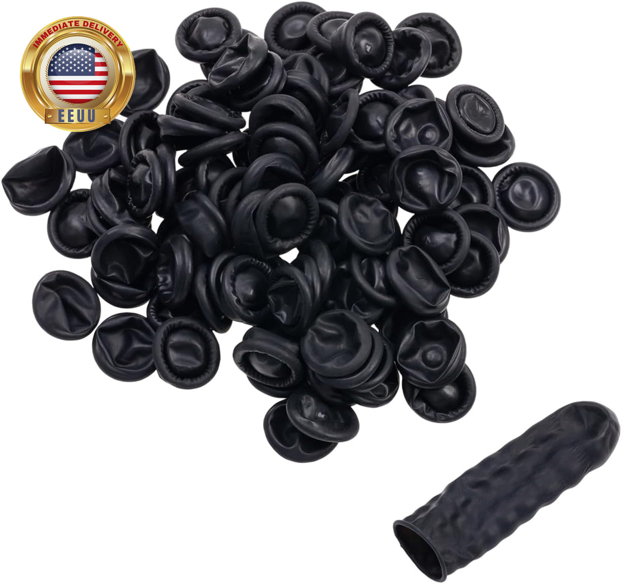 100 Pcs 65X25Mm Black Finger Gloves Disposable, Fingers Protectors, Finger Cots