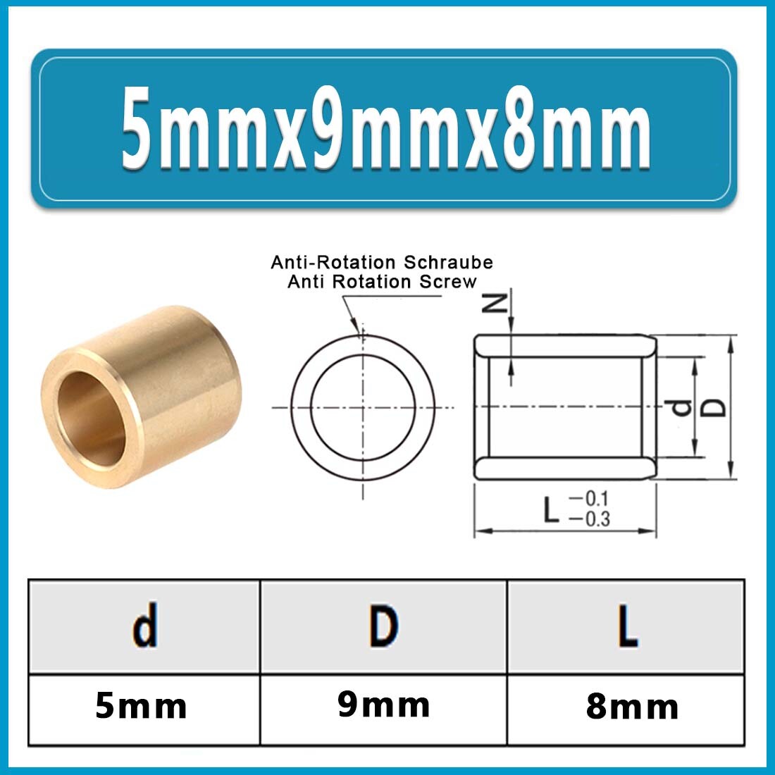 SHBZ Copper Bushing Oilless Self Lubricating Bearings Wear Resistant ID 5mm-30mm