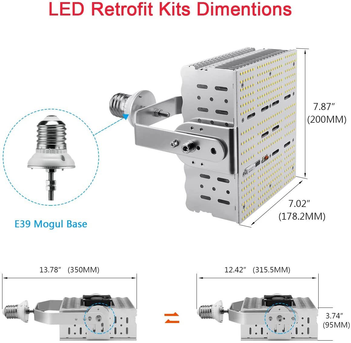150W Shoebox LED Retrofit Kit Lights 600W MH/HPS Equiv 5000K Daylight 22500LM