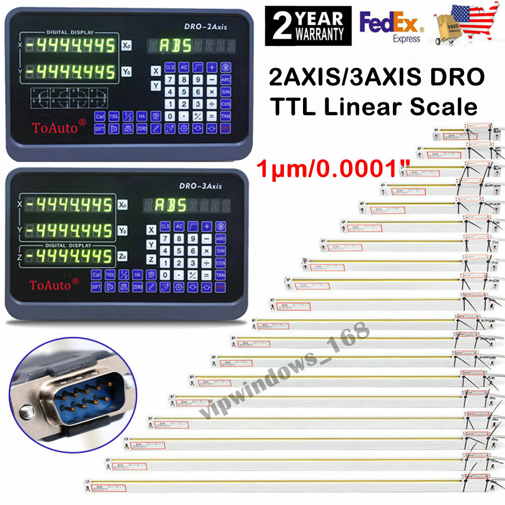 2/3 Axis Digital Readout DRO TTL Linear Glass Scale Encoder EDM Milling Lath 1µm