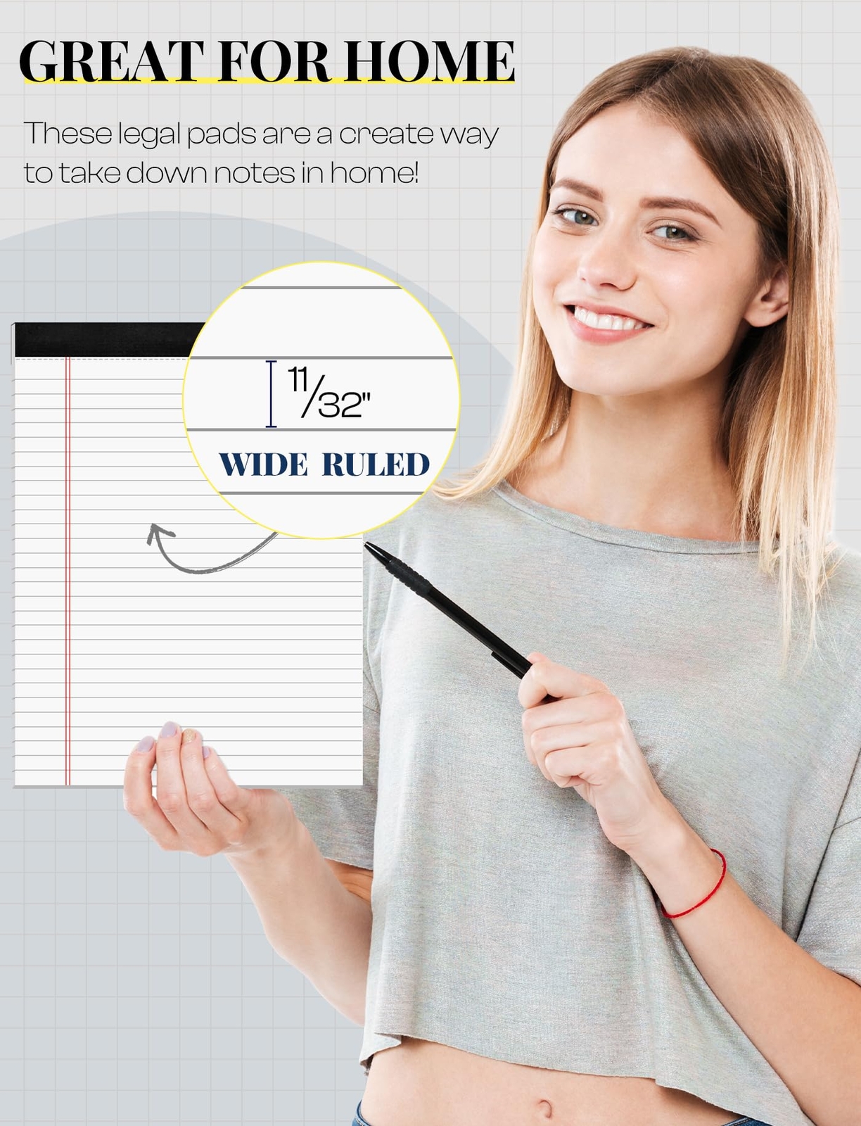 Legal Notepads, 8.5 x 11 Pads of Paper, 6 Pack Paper Tablets 8-1/2 x 11