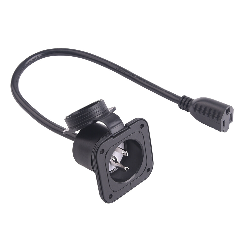 15 Amp 125V AC Port Plug Inlet Port 18″ Extension for Marine Boat RV Camper