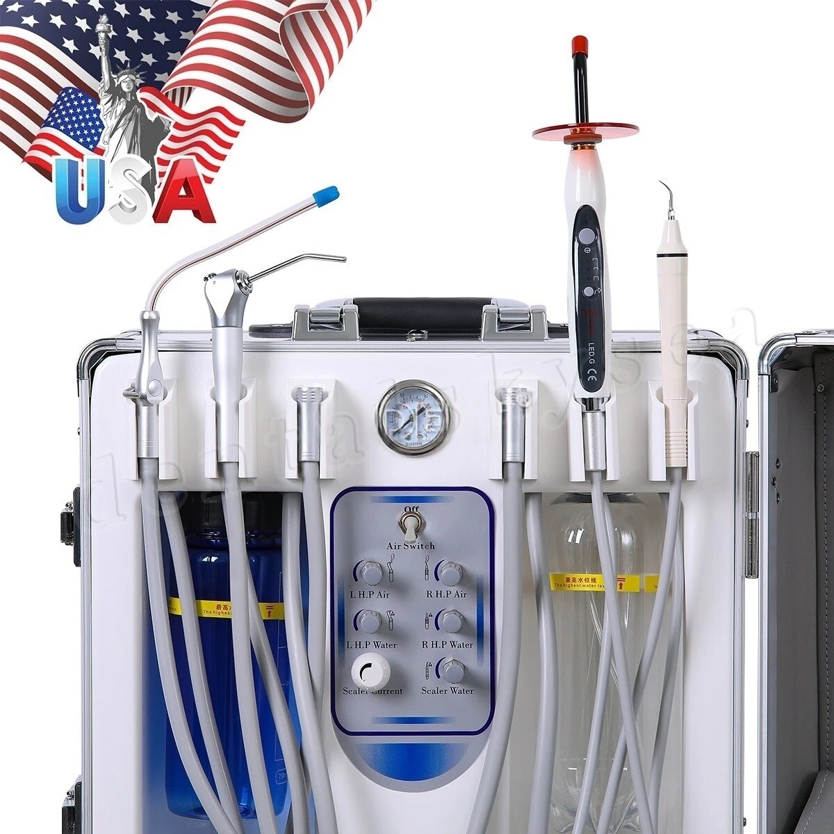 Dental LED E-generator Triple Spray Fiber Optic High Speed handpiece 4-Hole USA