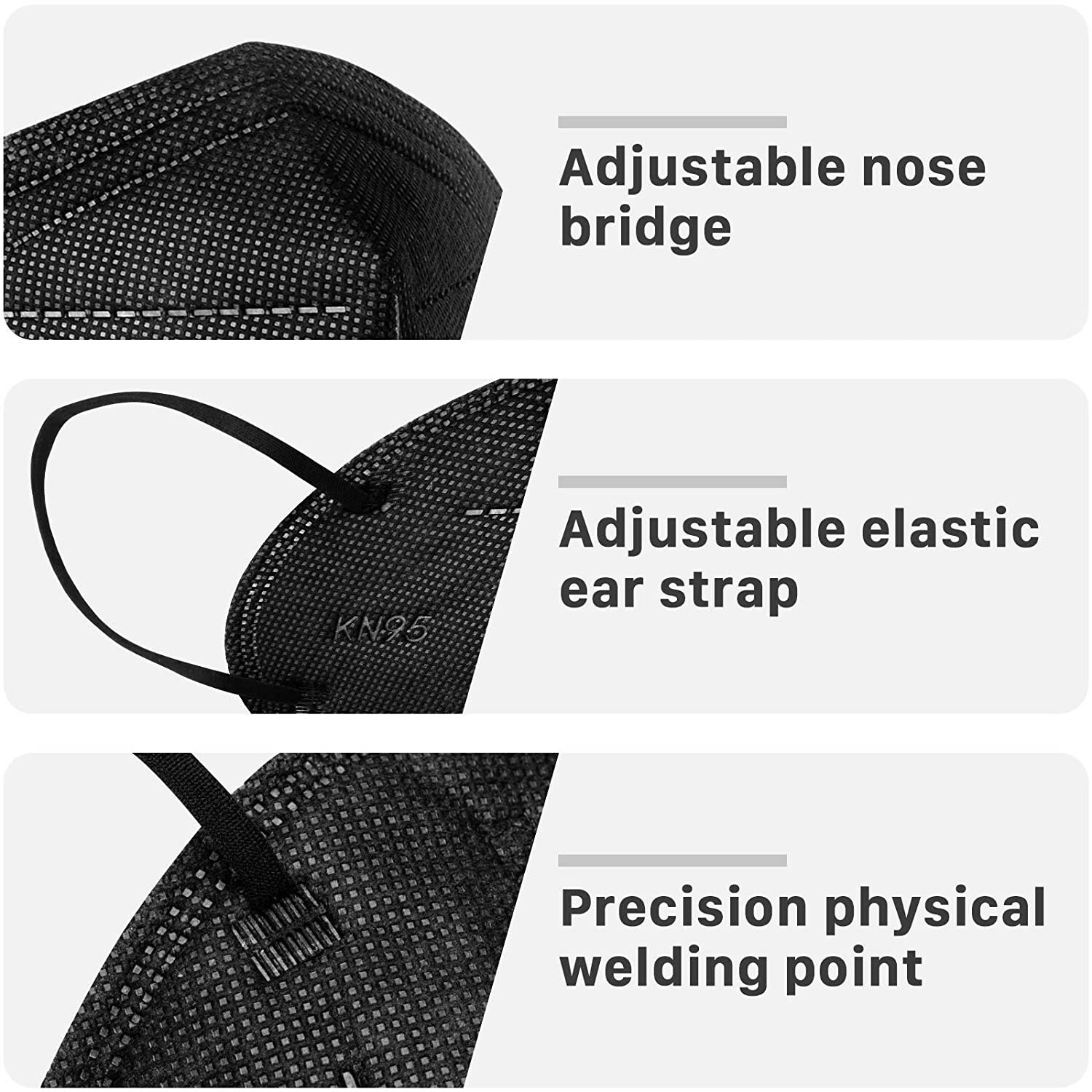 10/50/100 Pcs Black KN95 Protective 5 Layer Face Mask Disposable Masks