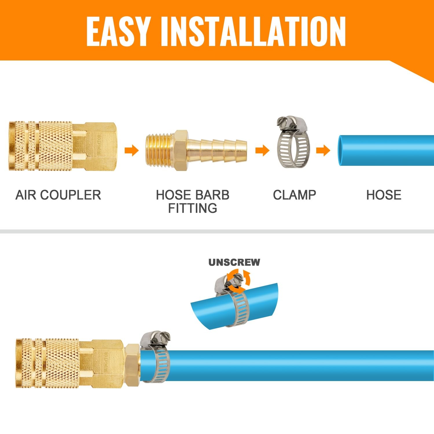 SUNGATOR 3/8» NPT Brass Hose Barb Fittings, 3/8» NPT Male Thread to 3/8 Inc…