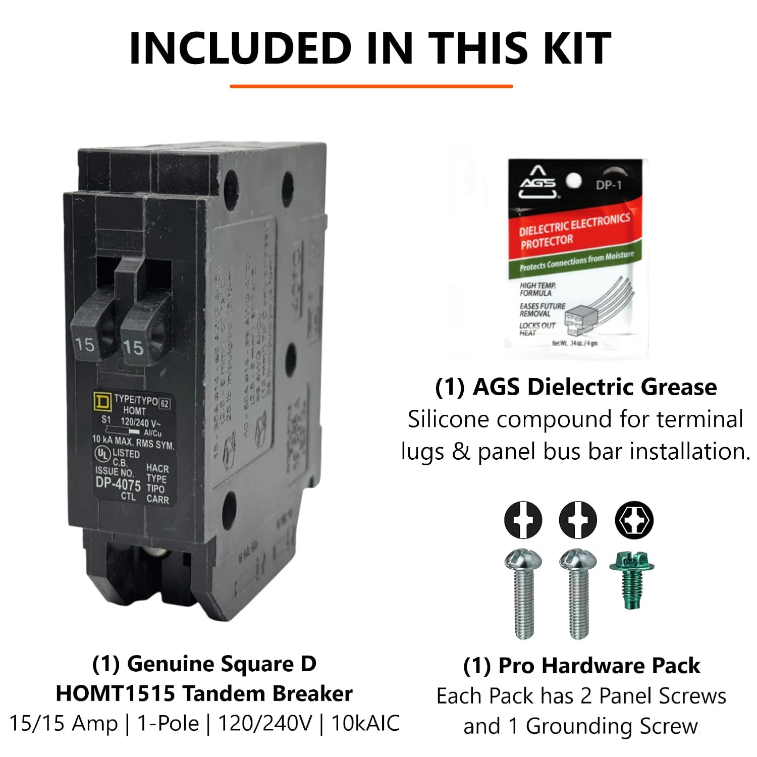 Square D HOMT1515 Tandem Circuit Breaker Kit, 15A, 120V, UL Listed