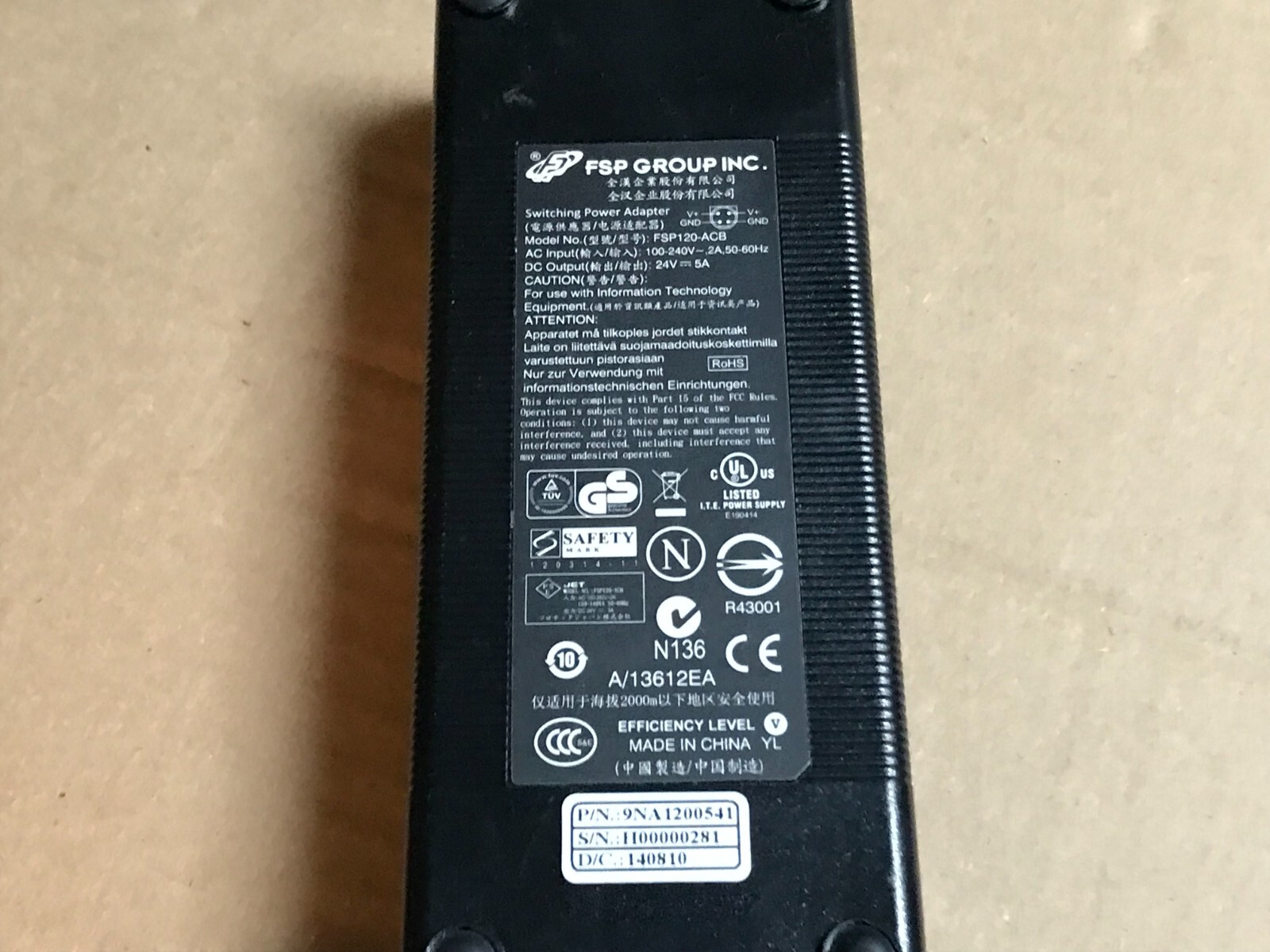 Lot of 4 FSP Group 24V 5A 4-pin Power Adapters FSP120-ACB FSP120ACB 9NA1200541