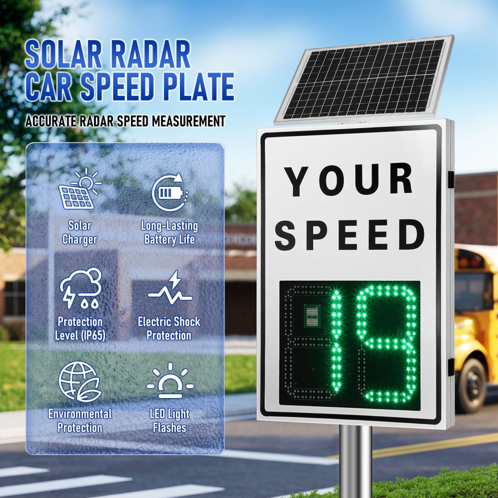 Solar Powered Radar Speed Sign 90*60cm Wireless Speed Display Waterproof IP65
