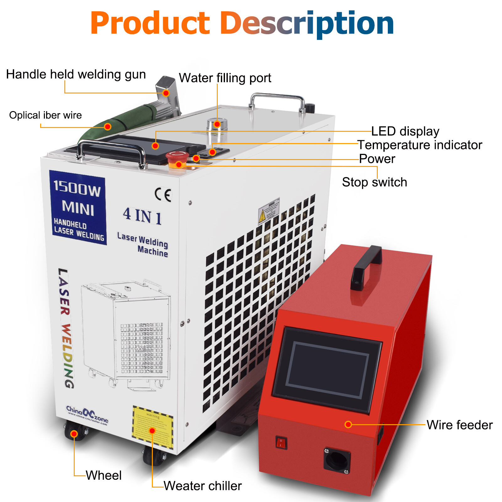 BWT 2000W 4 IN 1 CW Handheld Laser Welder Metal Aluminum Welding Machine CE FDA