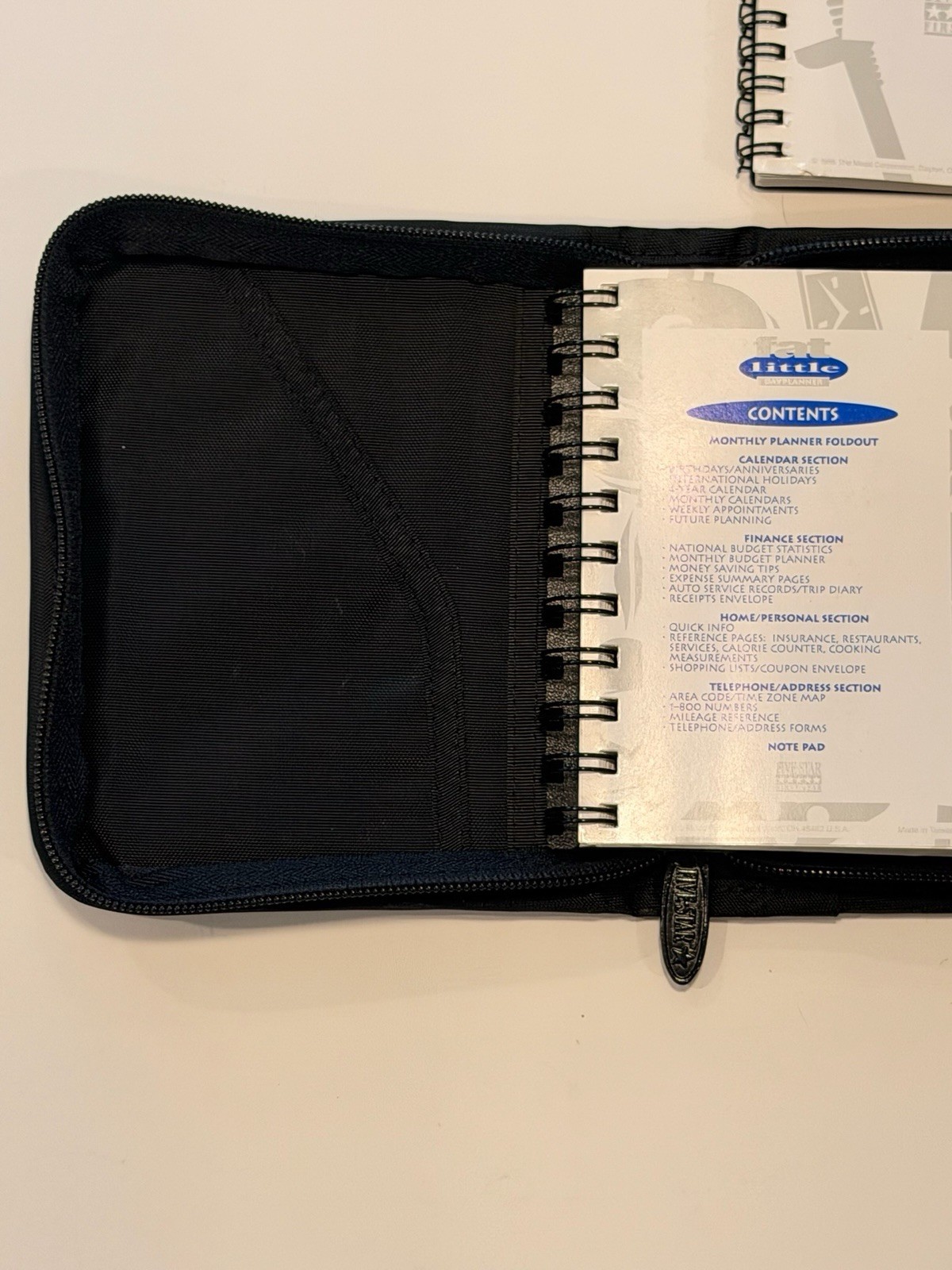 Mead Five Star Mini Fat Little Day Planner Black Vtg 1996 Unused Binder