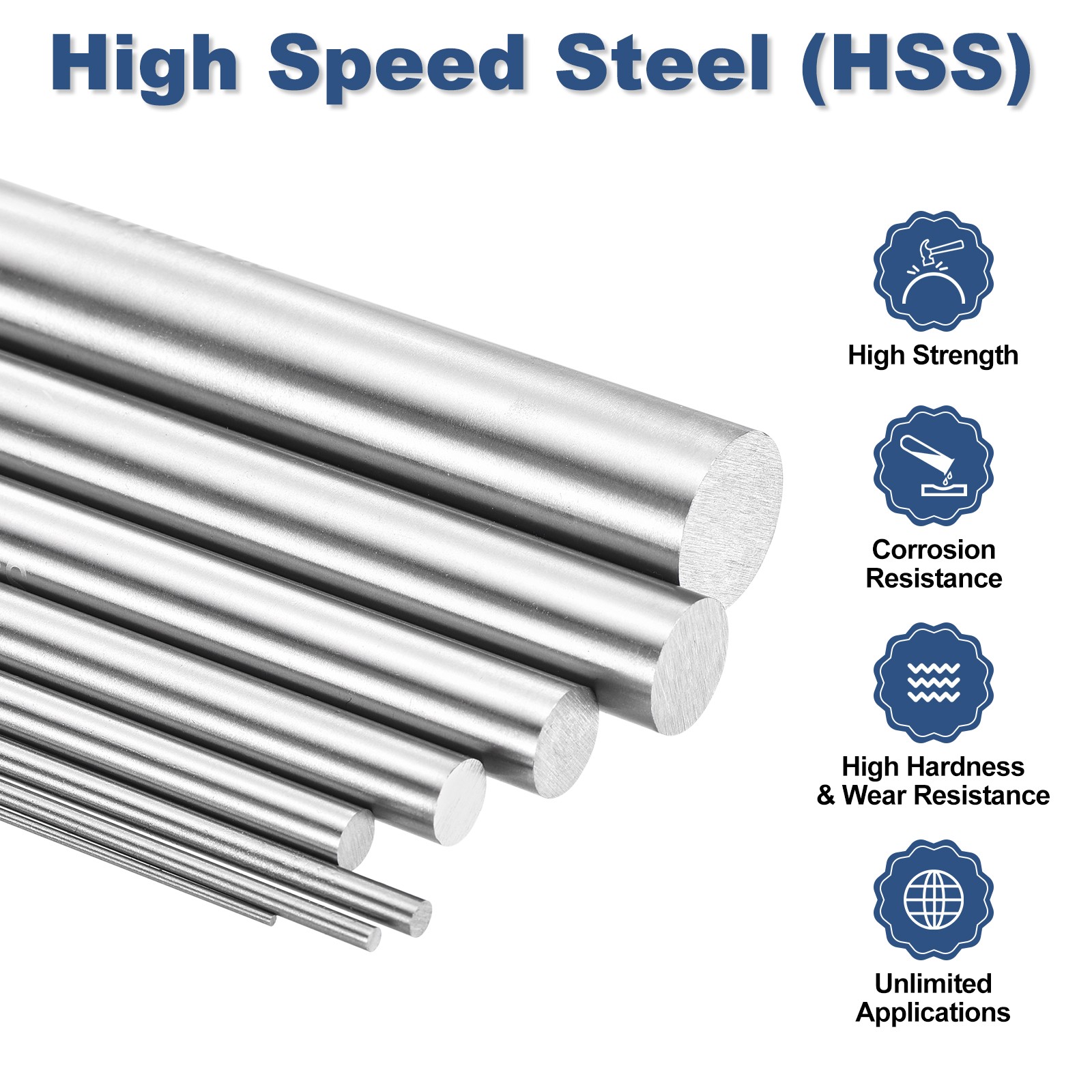 20Pcs Round Steel Rods 1mm x 100mm SKD11 Steel Solid Lathe Bar Stock Tool