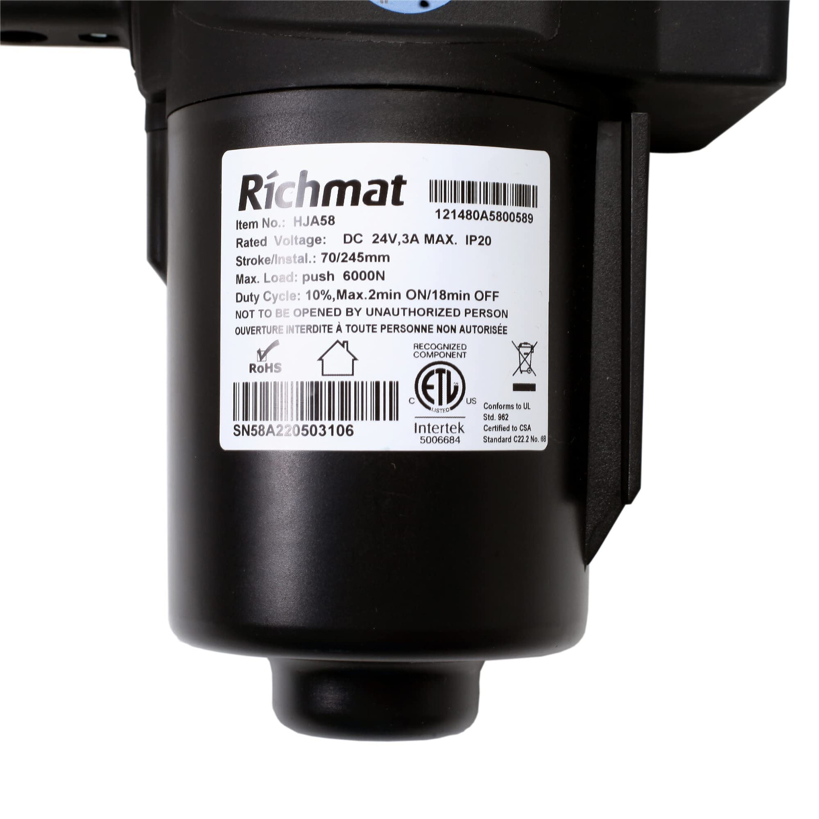 Adjustable Bed Foot Actuator Motor 8 Pin Richmat Model HJA58 Replacement