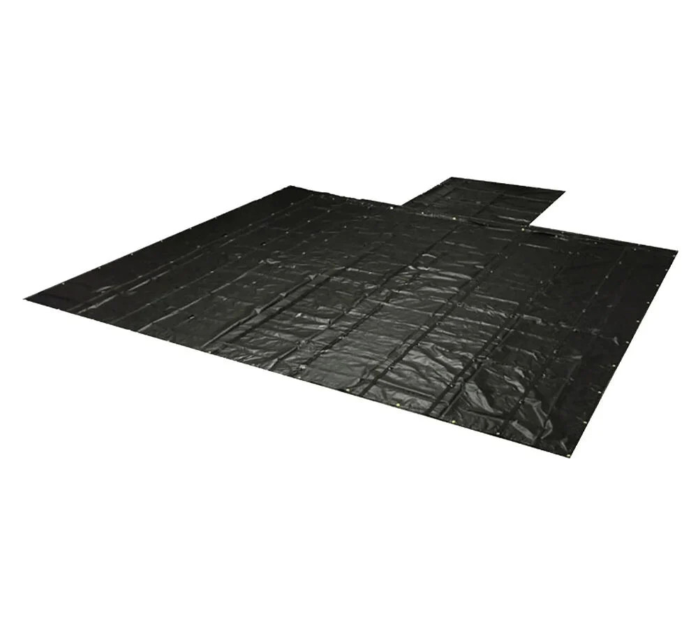 24’x27′ Flatbed Trailer Heavy Duty Tarp – 18Oz Vinyl Black Lumber Tarp (8′ Drop)