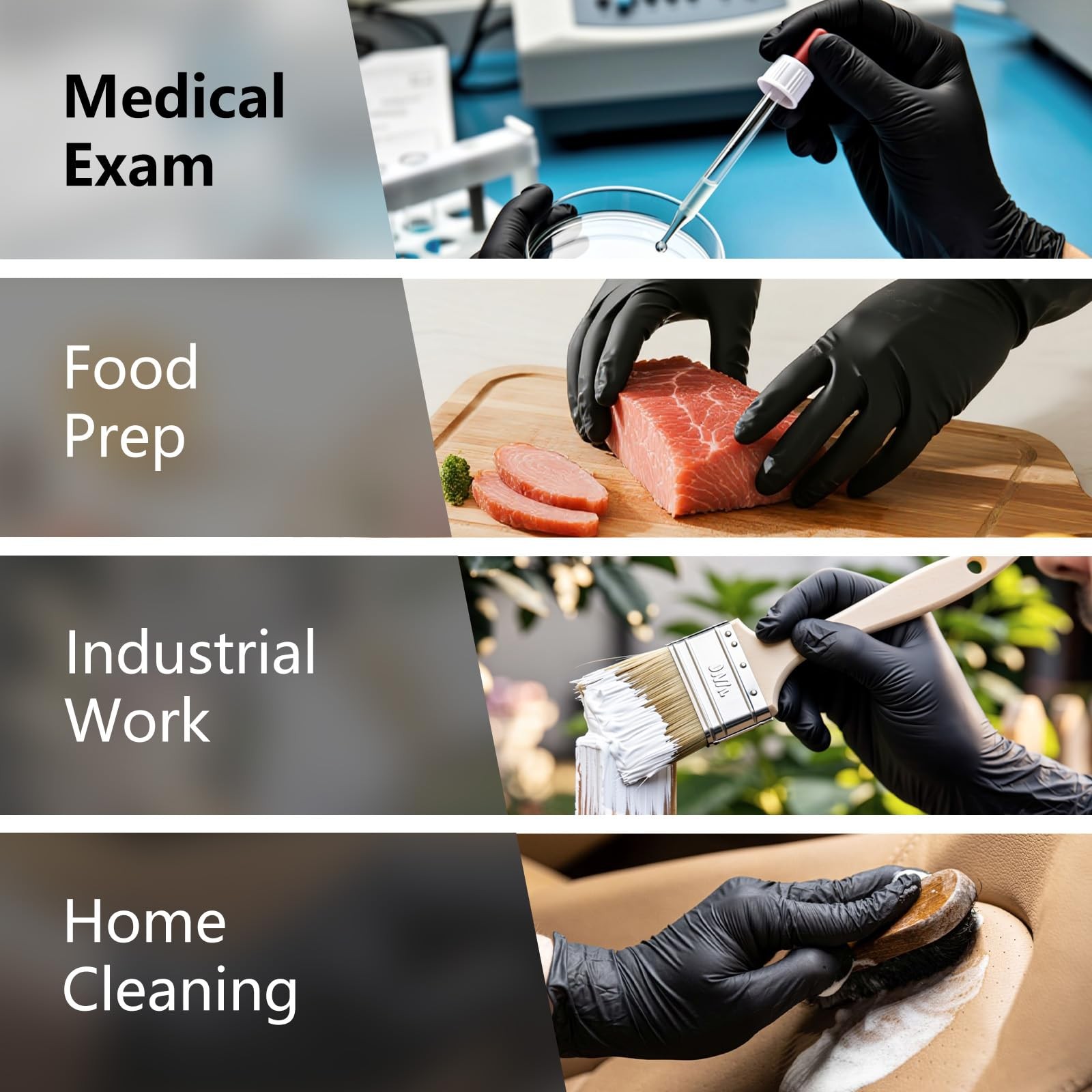 Black Disposable Nitrile Gloves, 6Mil 100 Pcs Food Safe Cooking Gloves Latex …