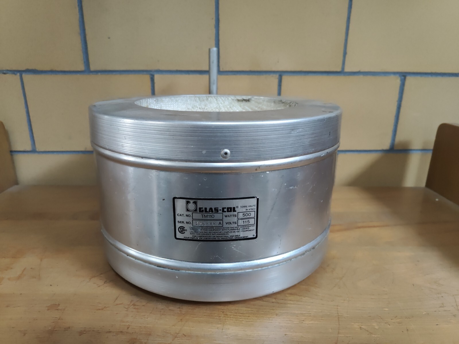 GLAS-COL TM 110 HEATING MANTLE, 500W, 115V, TESTED AND WORKS, Less Power Cord.