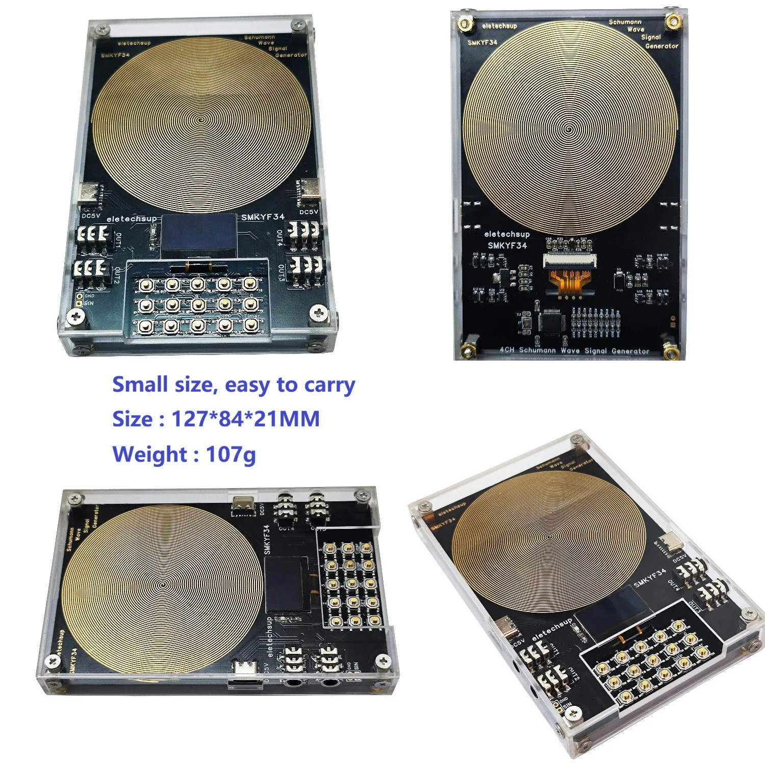4CH 0.01-500KHz High-Precision 7.83 Resonance Generator Ultra Low Frequency OLED