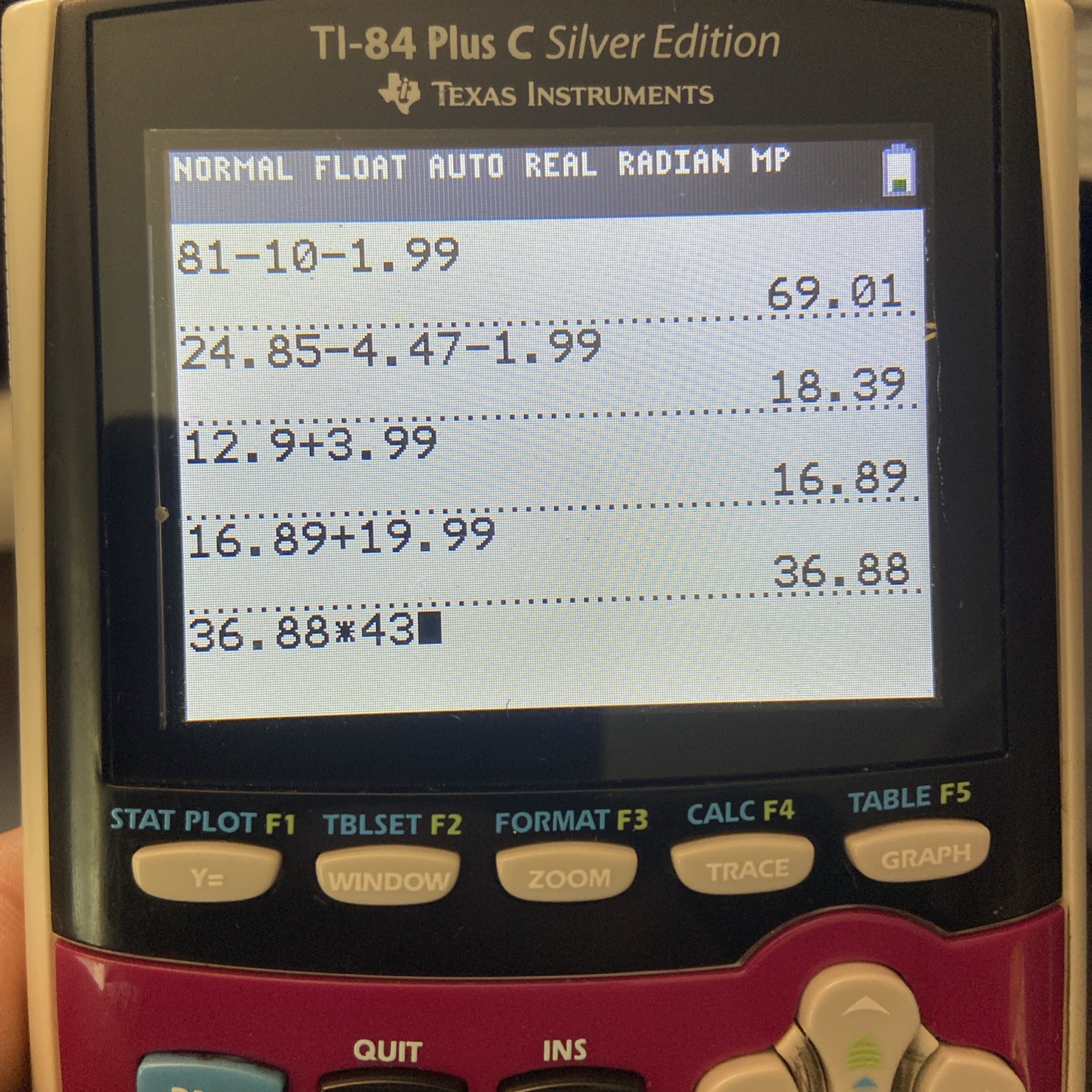 TI-84 Plus C Silver Edition Pink Graphing Calculator W/ Brand NEW BATTERY!