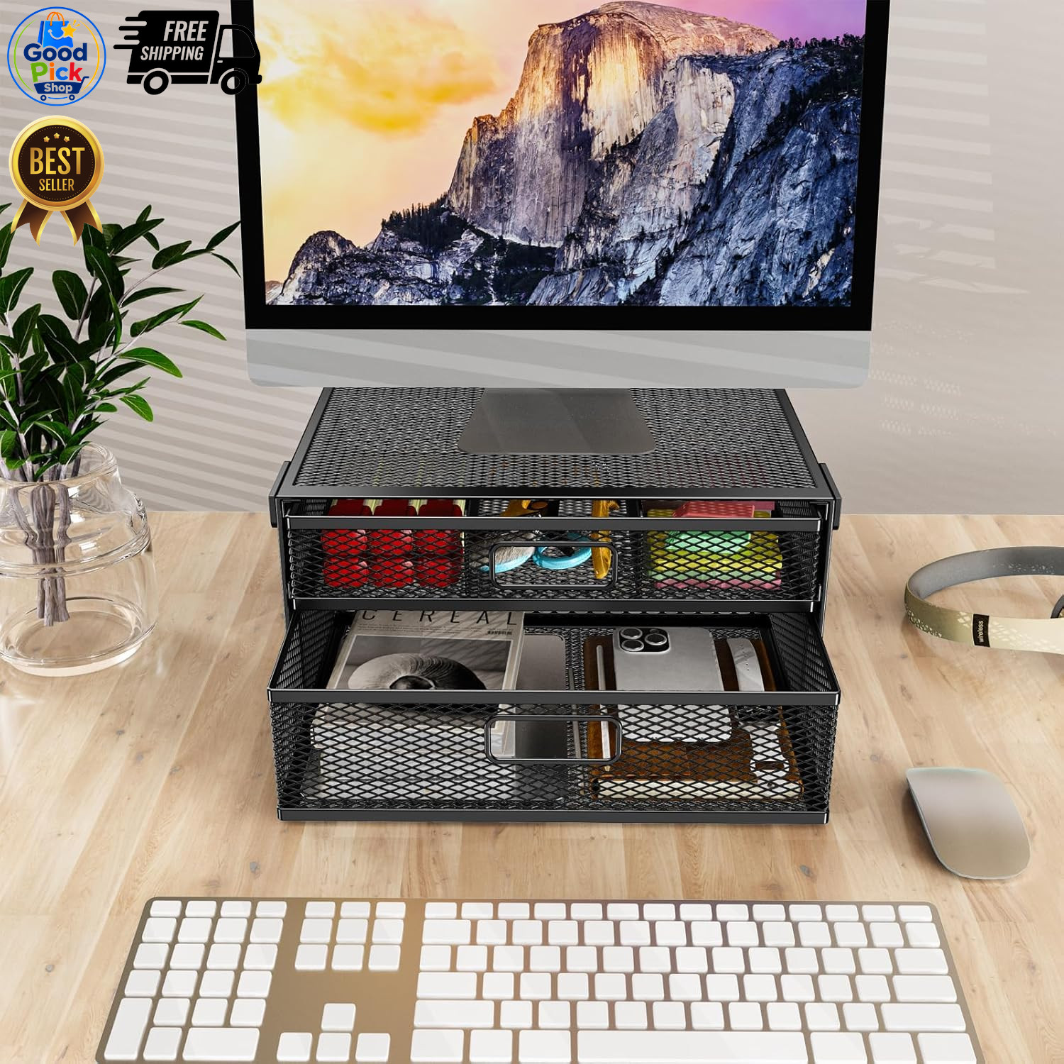 Cankm Under Desk Drawer Organizer 2 Slide Out Metal Clamp On Storage Mesh Office
