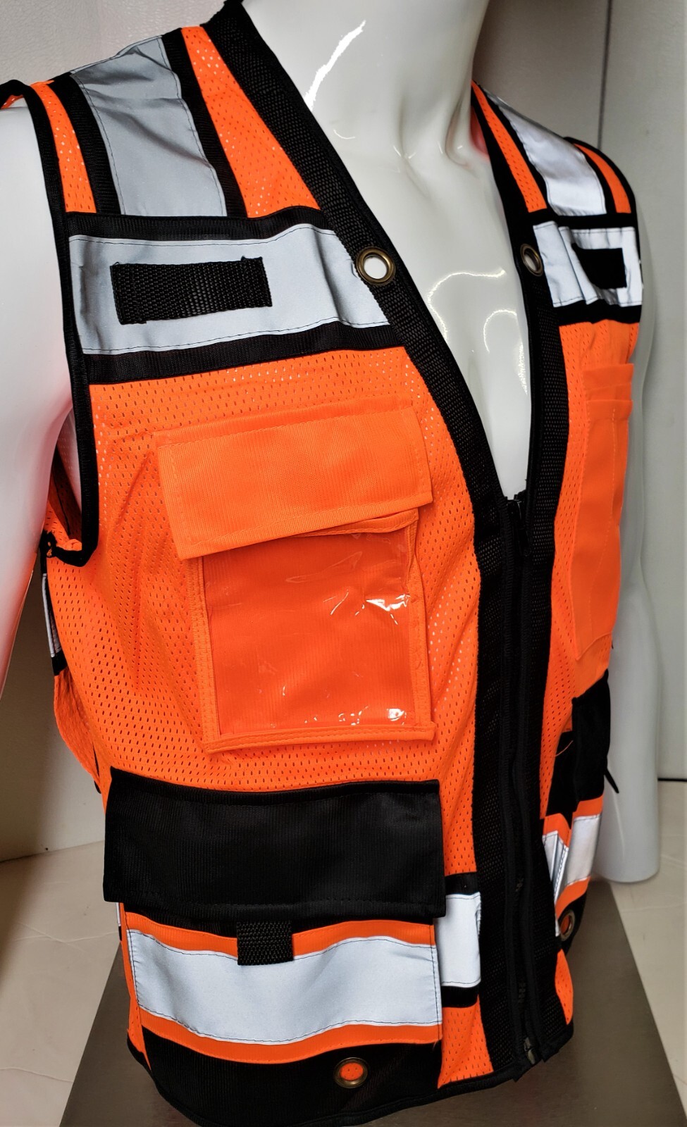 FX HIGH VISIBILITY Surveyor Two Tones Orange Safety Vest Mesh front & back