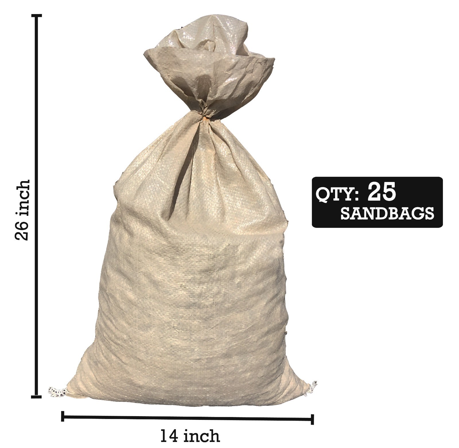 Sandbaggy (25) Beige Empty Sandbags For Sale 14×26 Sandbag Sand Bags Bag Poly
